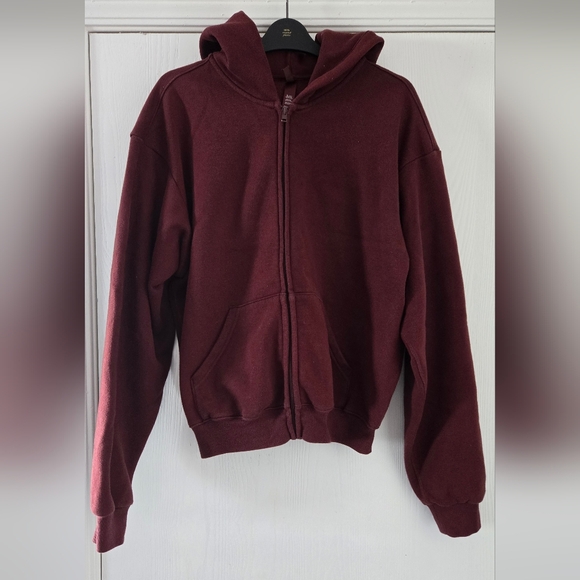 Skims Cotton Fleece Classic Zip Up Merlot Hoodie Size Small - Picture 3 of 8